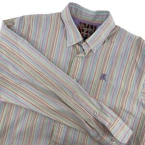 Coogi Australia M Striped Button Down Shirt Menswear‎ Colorful Cotton